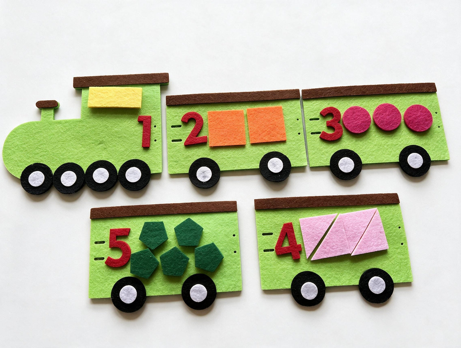 Felt Counting Train 1 to 5, Number and Shape Matching Activity, Preschool Maths Toy product image 6