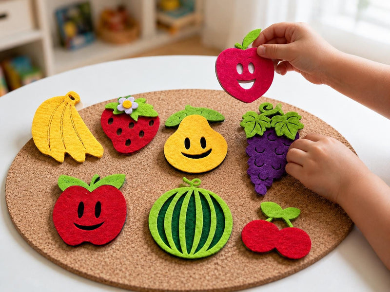 Felt Fruit Set, Preschool Food Learning Toy, Pretend Market Play Pieces product image