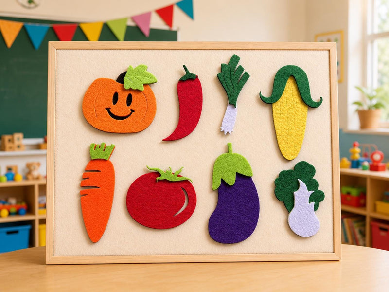 Felt Vegetable Set, Preschool Food Learning Toy, Pretend Market Play Pieces product image
