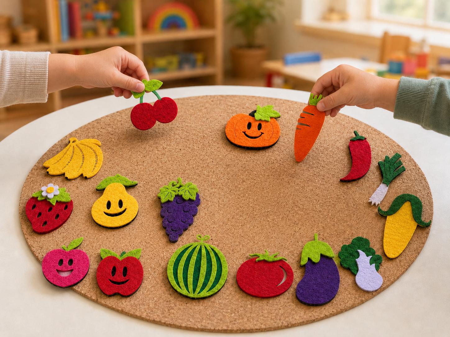Felt Fruit and Vegetable Set, Food Sorting Activity, Preschool Pretend Play Toy product image 5