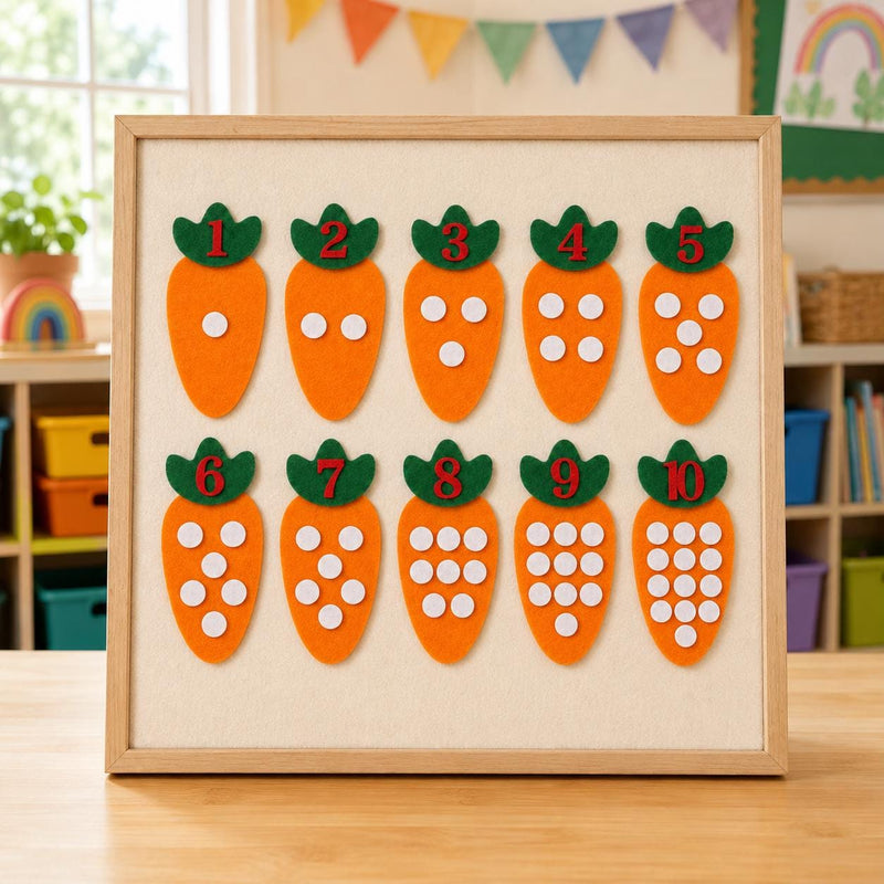 Carrot Counting Felt Set 1 to 10, Number Matching Activity, Preschool Maths Toy product image