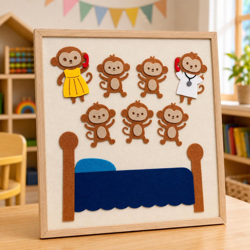 Five Little Monkeys Felt Board Story Set, Nursery Rhyme Counting Activity, Toddler Learning Toy product image 2