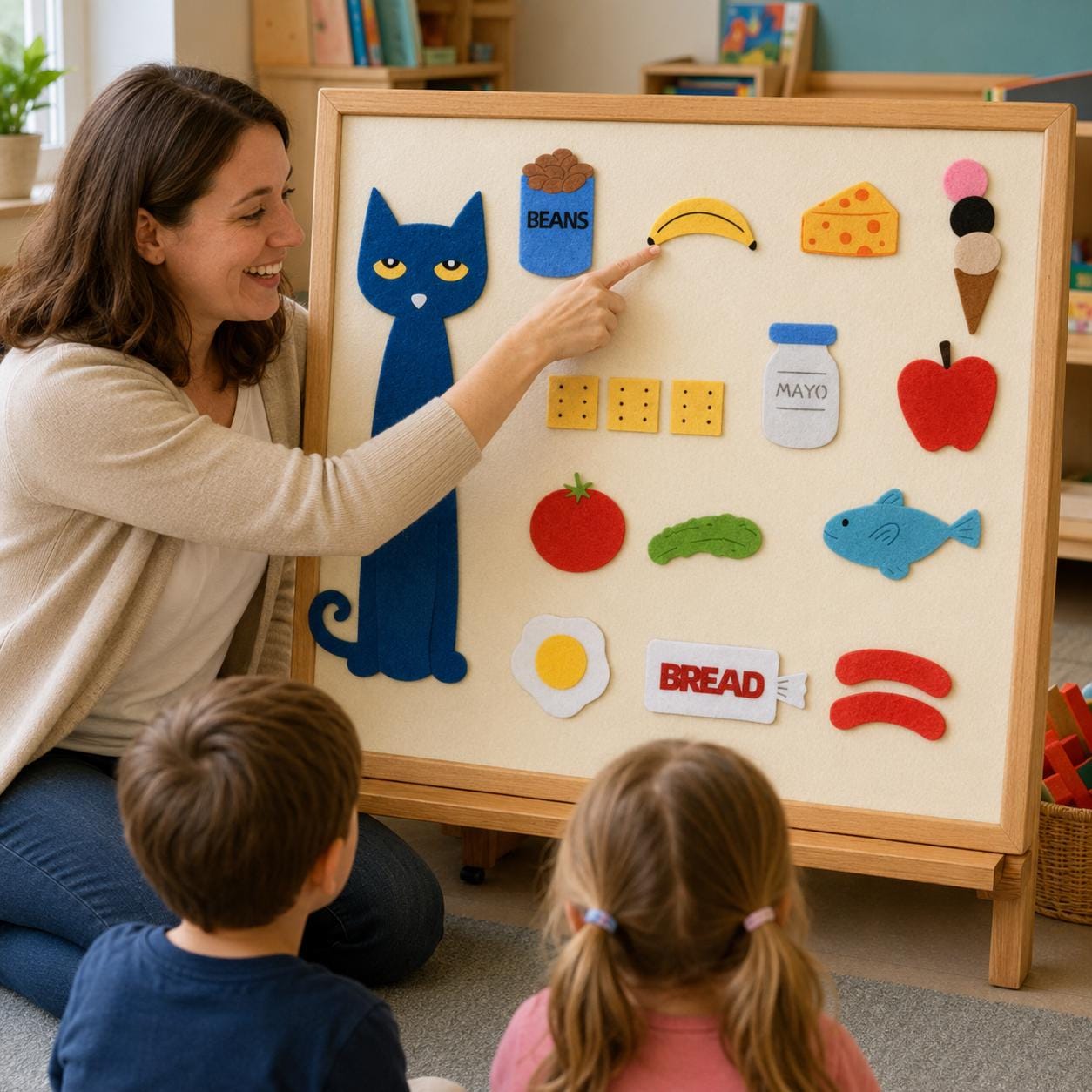 Cat Big Lunch Felt Board Story Set, Food Sequencing Activity, Preschool Toy product image 4