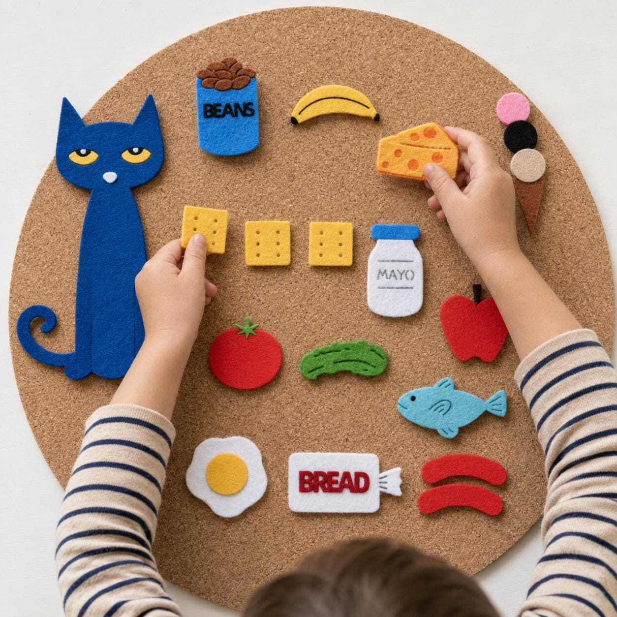 Cat Big Lunch Felt Board Story Set, Food Sequencing Activity, Preschool Toy product image 3