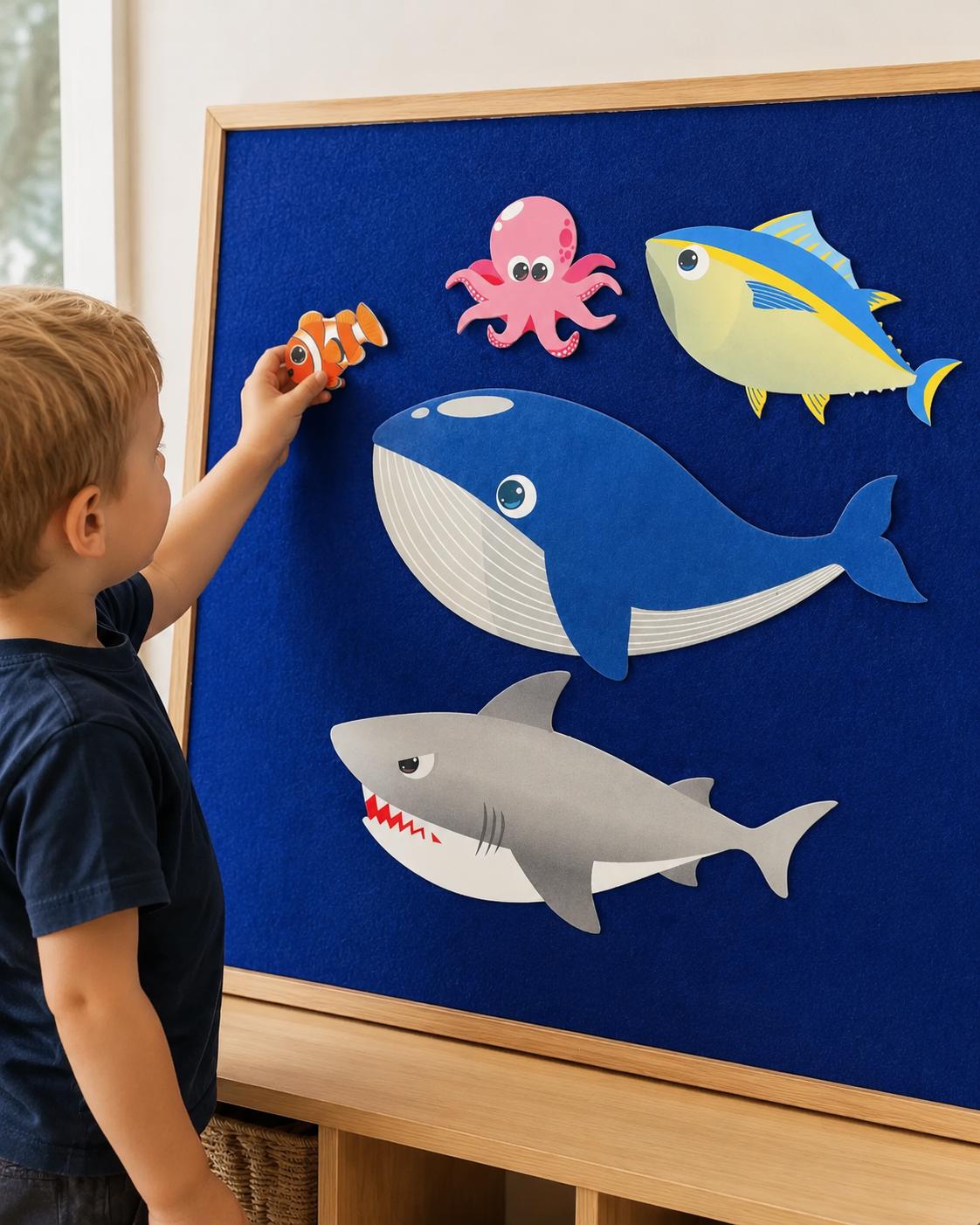 Ocean Animal Felt Story Set, Slippery Fish Song Activity, Preschool Circle Time Toy product image 4