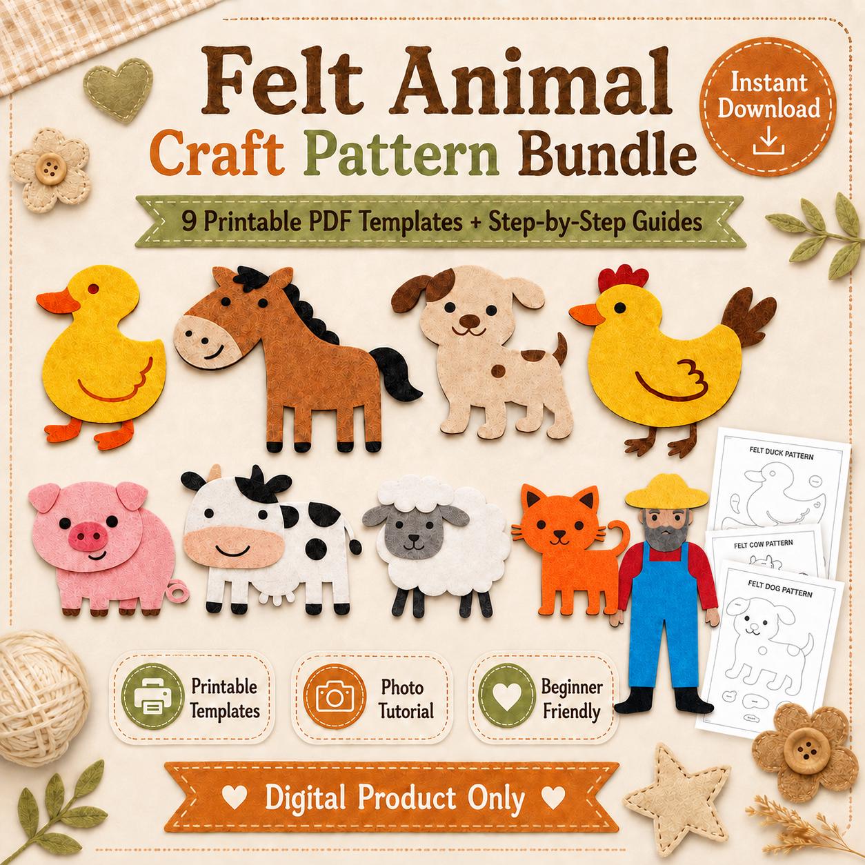 Old MacDonald Felt Board Pattern, Farm Animal Printable, Preschool Song Activity product image