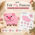 Pig Felt Animal Pattern, Printable Farm Character, Felt Board Story Piece