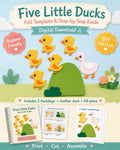 Five Little Ducks Felt Board Pattern, Printable Counting Song, Preschool Activity