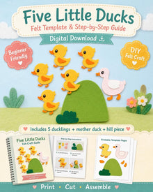 Five Little Ducks Felt Board Pattern, Printable Counting Song, Preschool Activity product image