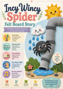 Incy Bitsy Spider Felt Board Pattern, Nursery Rhyme Printable, Preschool Activity product image 2
