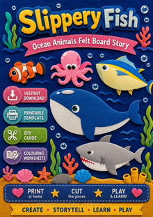 Slippery Fish Felt Board Pattern, Ocean Animal Printable, Preschool Song Activity product image 2