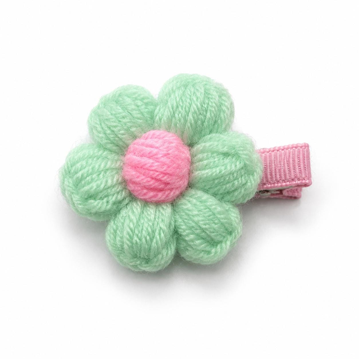 Yarn Flower Hair Clips & Hair Ties, Handmade Girls Floral Hair Accessories, Individual Colour Choice product image 4