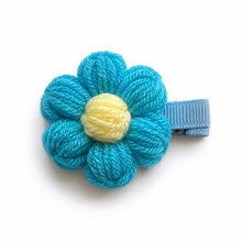 Yarn Flower Hair Clips & Hair Ties, Handmade Girls Floral Hair Accessories, Individual Colour Choice product image 3