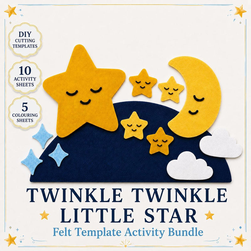Twinkle Twinkle Little Star Felt Board Pattern PDF, Nursery Rhyme Printable, Preschool Circle Time Activity Bundle product image