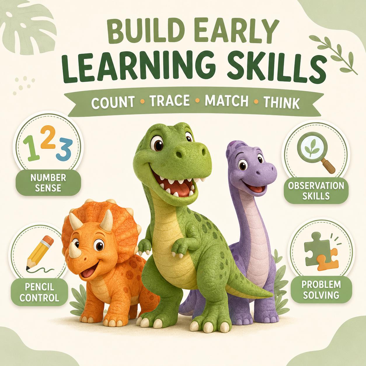 Dinosaur Preschool Activity Pack Printable, Counting Tracing Matching product image 4