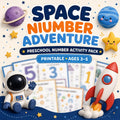 Space Number Worksheets Preschool Printable, Counting Tracing Addition Activities