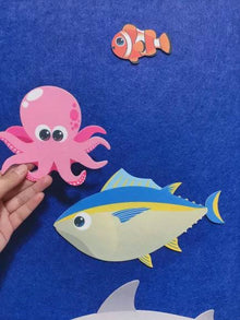 Ocean Animal Felt Story Set, Slippery Fish Song Activity, Preschool Circle Time Toy product image 6