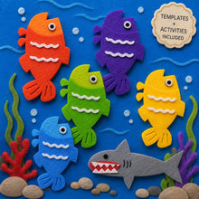 Five Little Fish and Shark Felt Pattern, Printable Ocean Storytelling Craft and Preschool Activity Pack product image 6