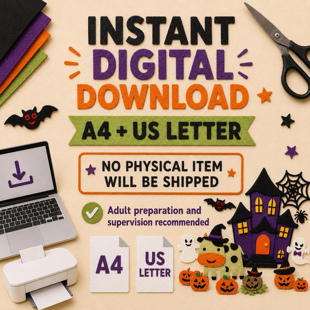 Halloween Felt Board Pattern, Haunted House Printable, Preschool Storytime Craft product image 3