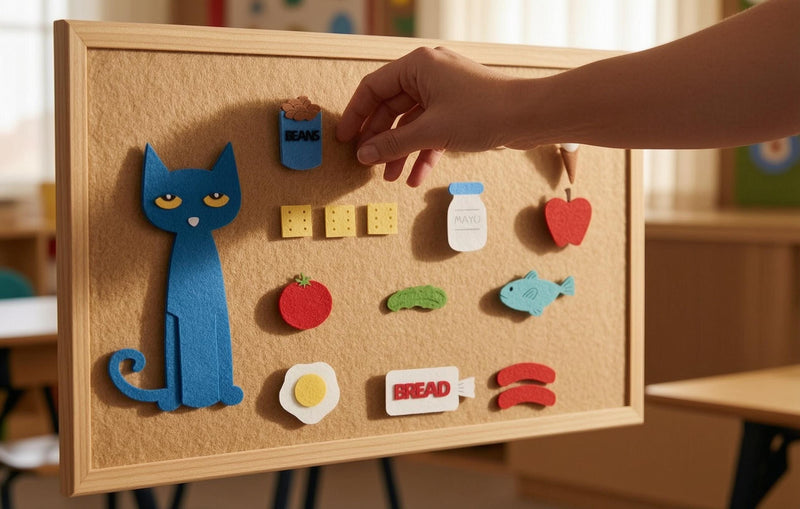 Cat Big Lunch Felt Board Story Set, Food Sequencing Activity, Preschool Toy product image 2