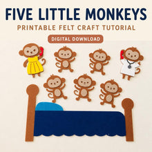 Five Little Monkeys Felt Board Pattern, Printable Counting Story, Preschool Activity product image