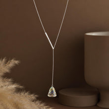 Austrian Crystal Y Necklace, Iridescent Rainbow Pendant, Silver Steel Lariat Necklace, Elegant Gift for Her product image 7