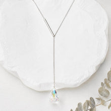 Austrian Crystal Y Necklace, Iridescent Rainbow Pendant, Silver Steel Lariat Necklace, Elegant Gift for Her product image 5