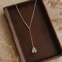 Austrian Crystal Y Necklace, Iridescent Rainbow Pendant, Silver Steel Lariat Necklace, Elegant Gift for Her product image 8