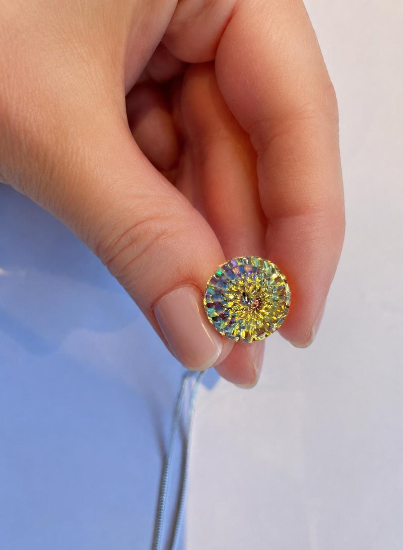 Austrian Crystal Y Necklace, Iridescent Rainbow Pendant, Silver Steel Lariat Necklace, Elegant Gift for Her product image 2
