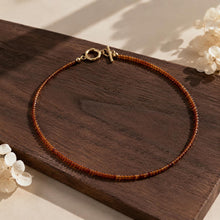 Natural Orange Garnet Necklace, Dainty Spessartite Gemstone Beads, Gold Toggle Clasp, Minimalist Crystal Jewellery product image
