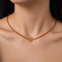 Natural Orange Garnet Necklace, Dainty Spessartite Gemstone Beads, Gold Toggle Clasp, Minimalist Crystal Jewellery product image 4