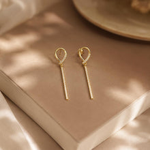 14K Gold Plated Drop Earrings, Clear Zircon Long Bar Earrings, 925 Silver Post, Elegant Dangle Jewellery Gift product image 6