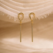 14K Gold Plated Drop Earrings, Clear Zircon Long Bar Earrings, 925 Silver Post, Elegant Dangle Jewellery Gift product image 4
