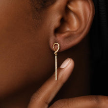 14K Gold Plated Drop Earrings, Clear Zircon Long Bar Earrings, 925 Silver Post, Elegant Dangle Jewellery Gift product image 5