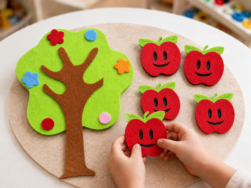 Five Little Apples Felt Board Story Set, Preschool Counting Rhyme Activity product image