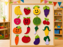 Felt Fruit and Vegetable Set, Food Sorting Activity, Preschool Pretend Play Toy product image