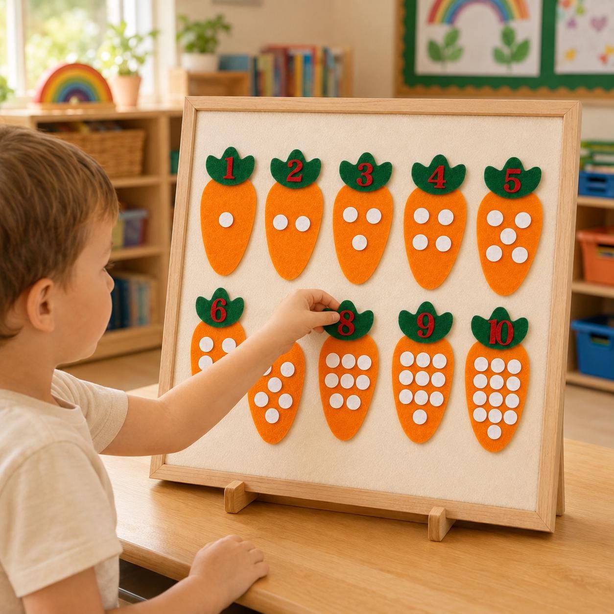 Carrot Counting Felt Set 1 to 10, Number Matching Activity, Preschool Maths Toy product image 4