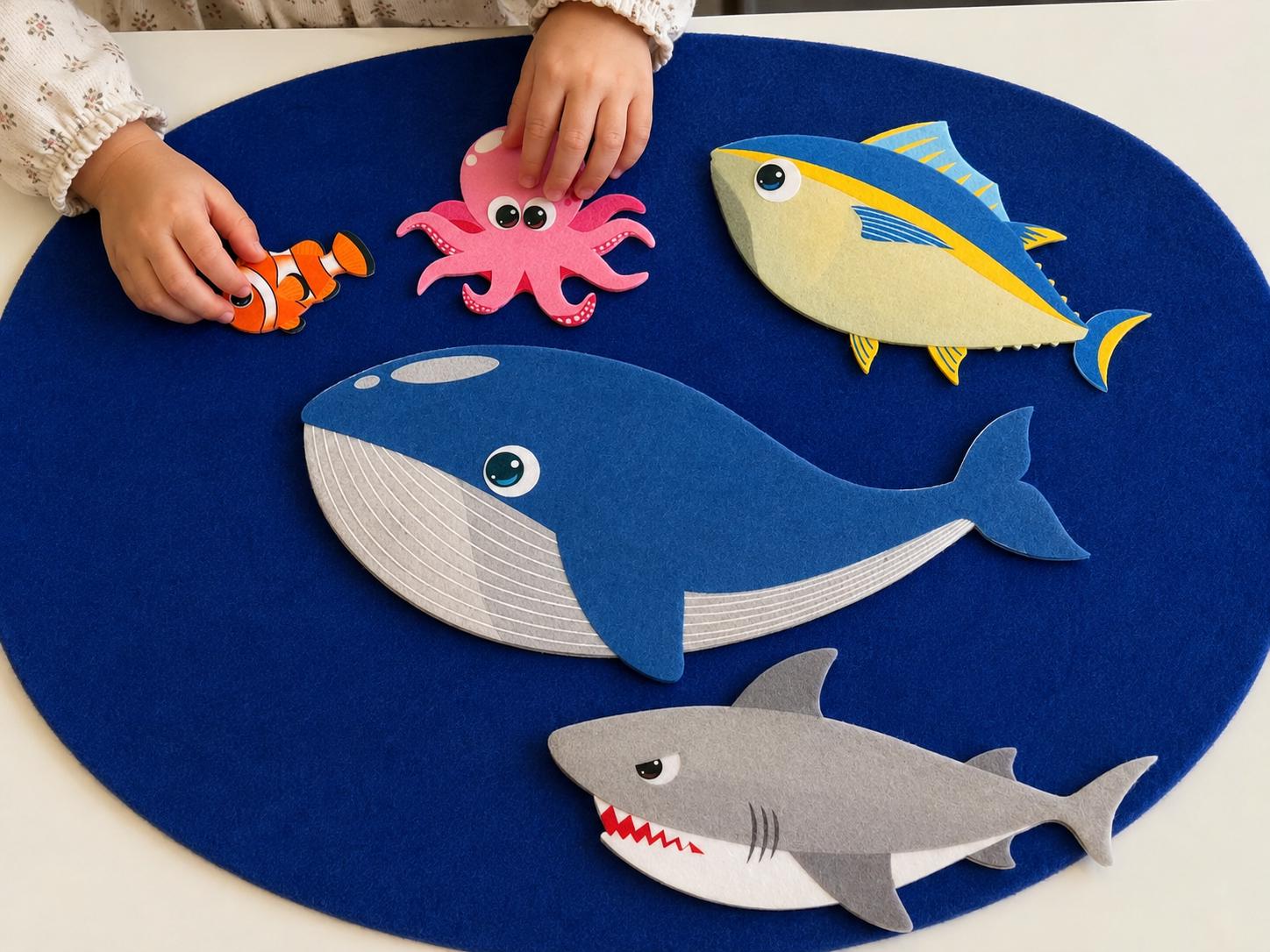 Ocean Animal Felt Story Set, Slippery Fish Song Activity, Preschool Circle Time Toy product image 5