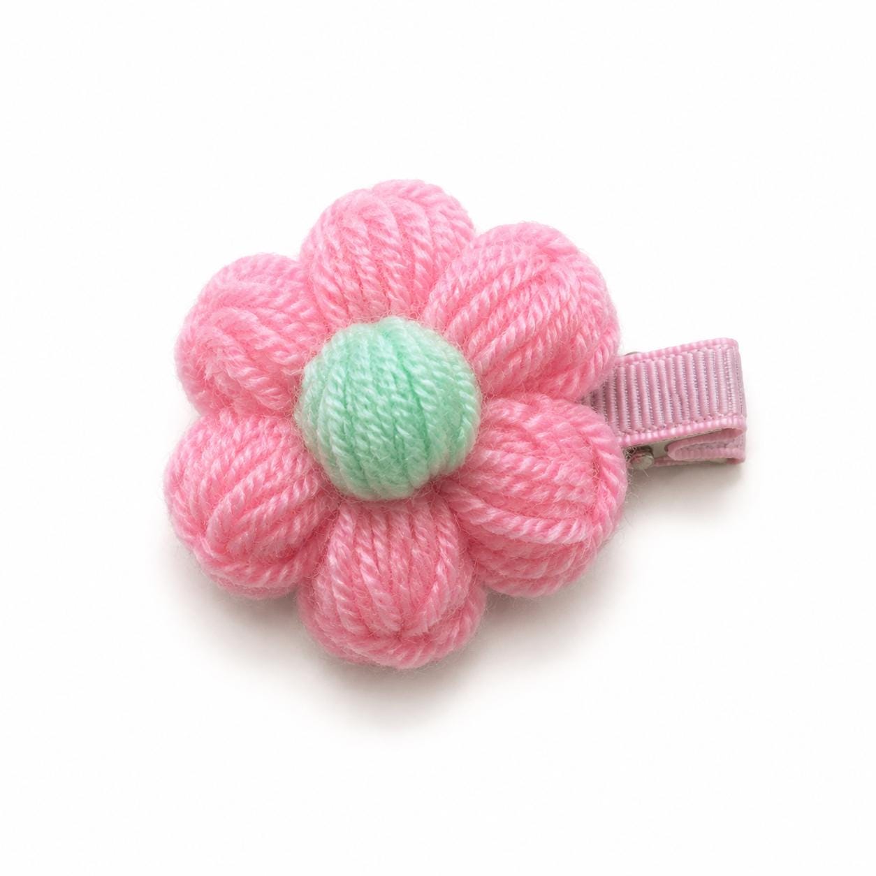 Yarn Flower Hair Clips & Hair Ties, Handmade Girls Floral Hair Accessories, Individual Colour Choice product image 5