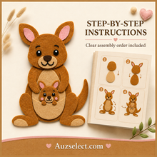 A4 and US Letter kangaroo felt template PDFs with colour and assembly guides