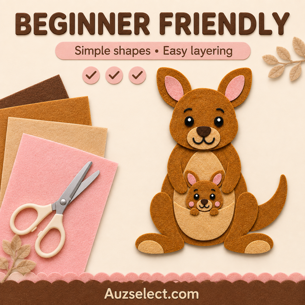 Printer, paper, scissors, felt, fabric glue and pencil required for felt craft