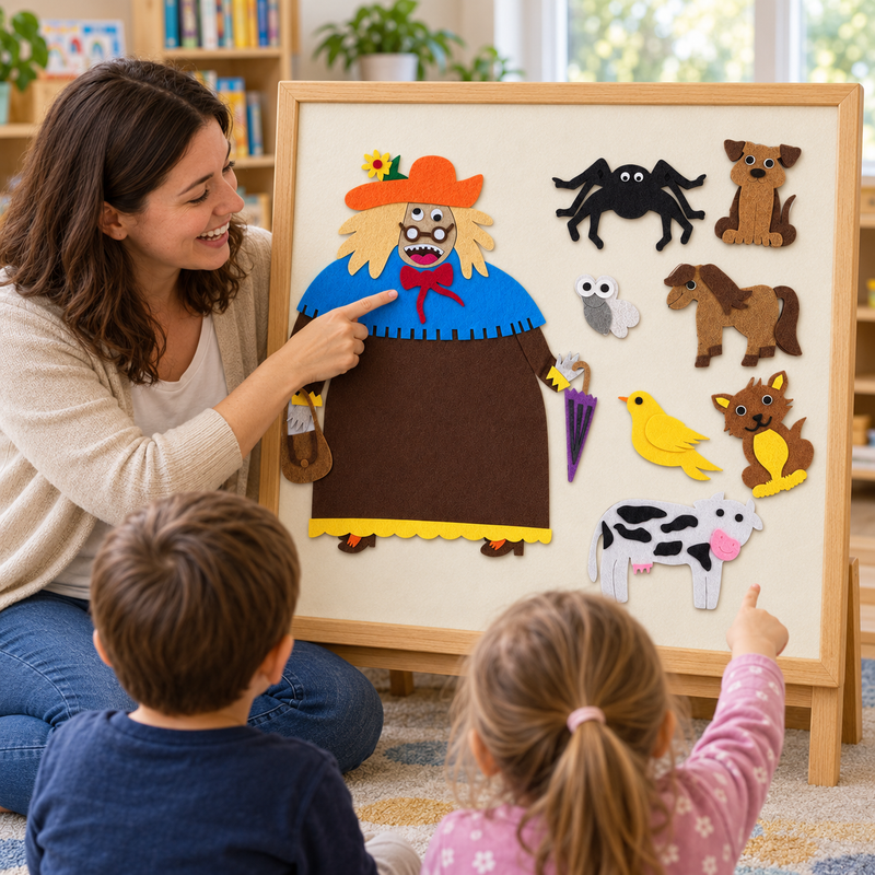 Old Lady & Animals Felt Story Set – product image 1