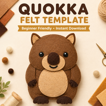 Brown and cream quokka felt template, beginner-friendly instant digital download